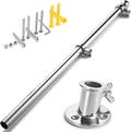 Marine Flag Pole with Base 24 in - 316 Stainless Steel Marine Grade
