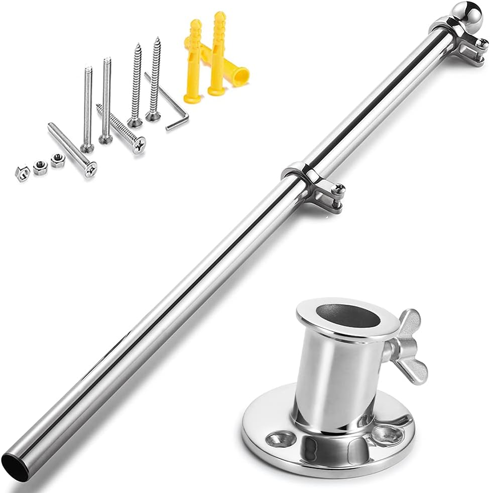 Marine Flag Pole with Base for Boat, Yacht, Truck and Yard