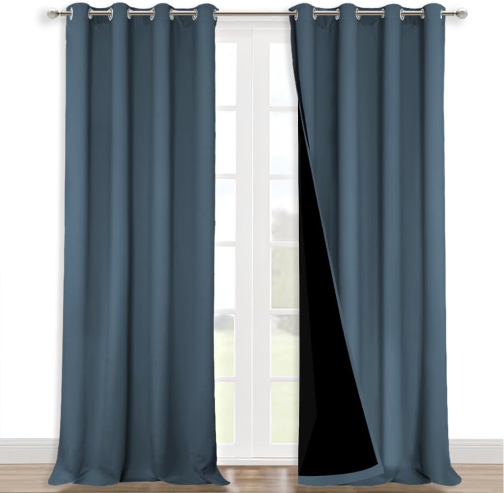 NICETOWN Full Shading Curtains for Windows, Smoky Blue, 52 in