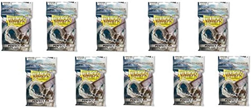 10 Packs of Dragon Shield Perfect Fit Clear Inner Sleeves for Cards