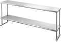 HALLY Double Overshelf Stainless Steel 12 in x 72 in - Heavy Duty Prep