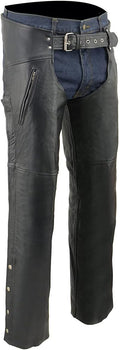 Milwaukee Leather Chaps for Men Black Dual Side Zipper Pockets