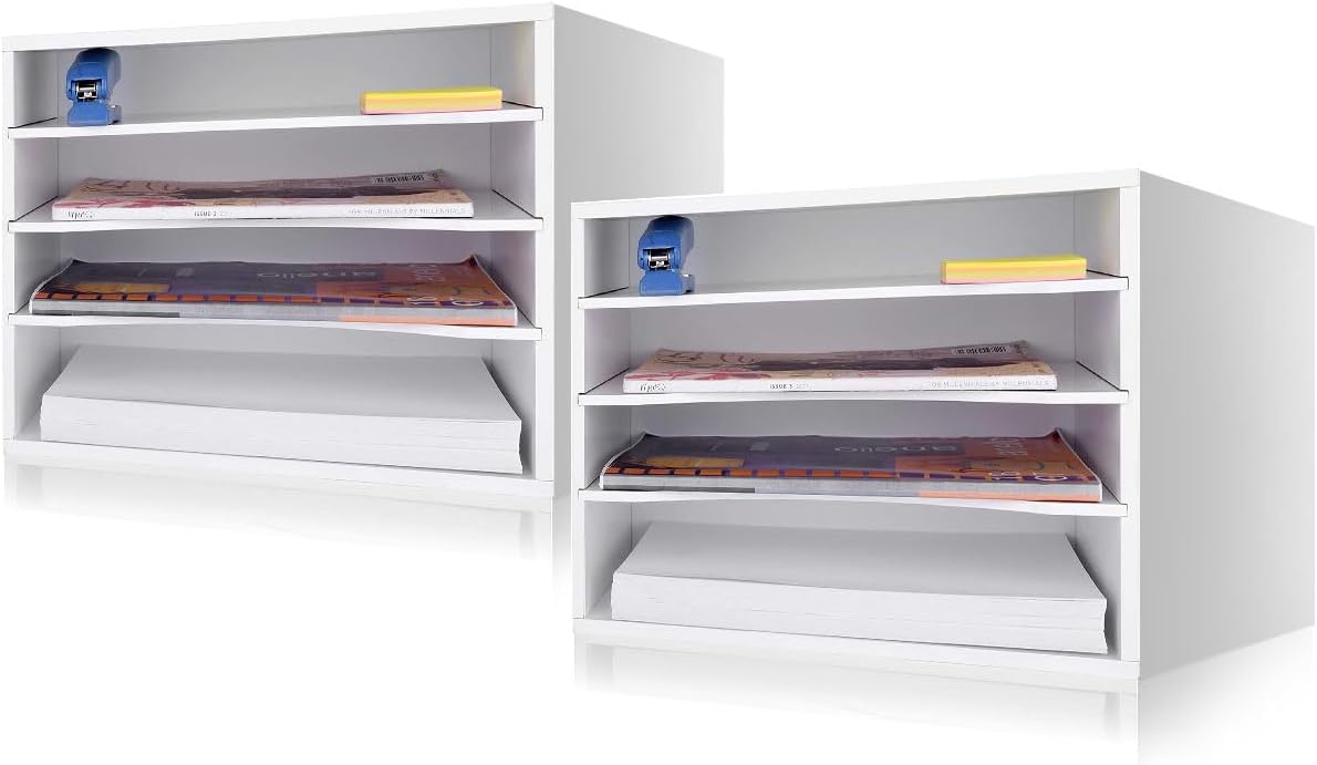 EMERIT Paper Organizer Wood Desktop Storage for Home Office
