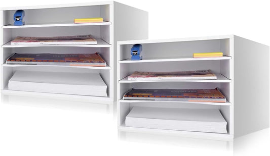EMERIT Paper Organizer Wood Desktop Storage for Home Office