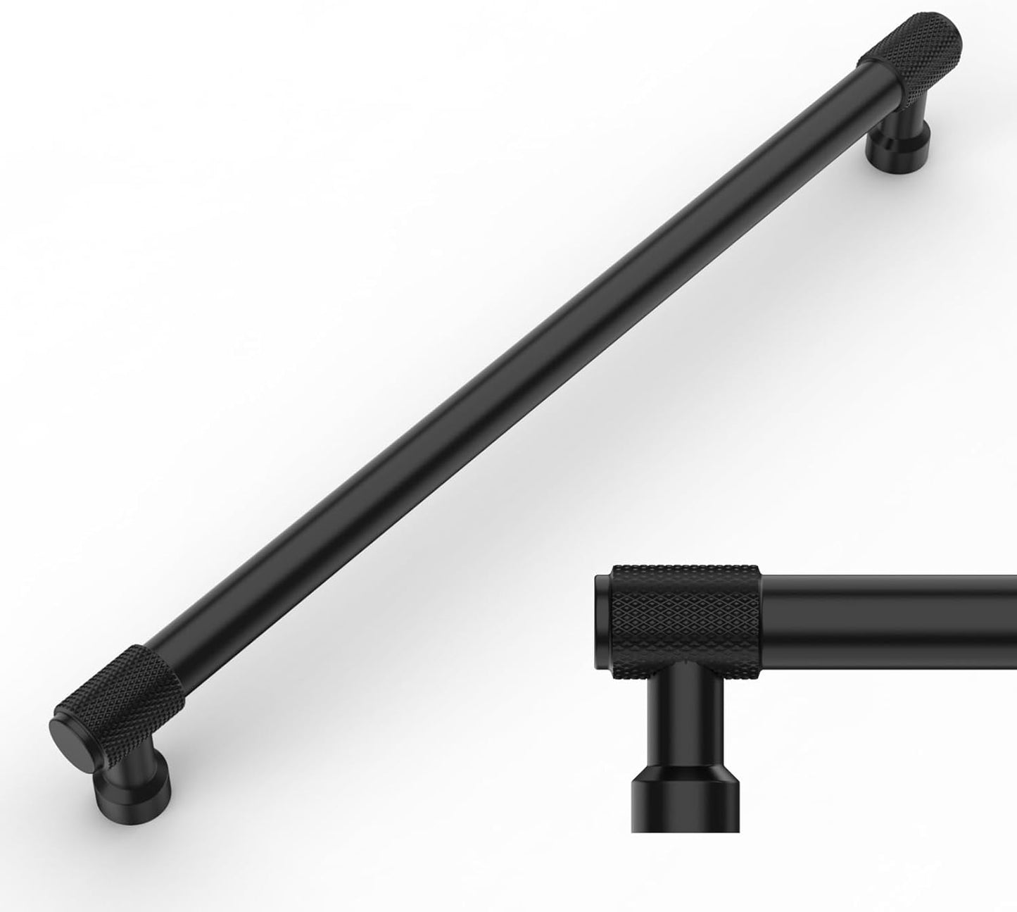 Amerdeco 10 Pack Matte Black Knurled Cabinet Pulls for Kitchen