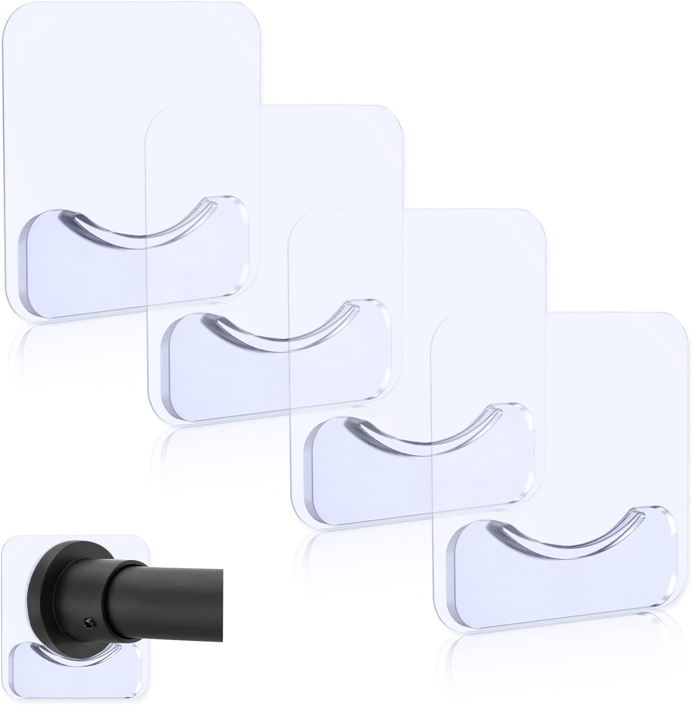Invisible Adhesive Rod Holder Set - No Drilling, Easy Installation