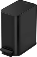 Small Bathroom Trash Can with Lid Soft Close - Slim Matte Black