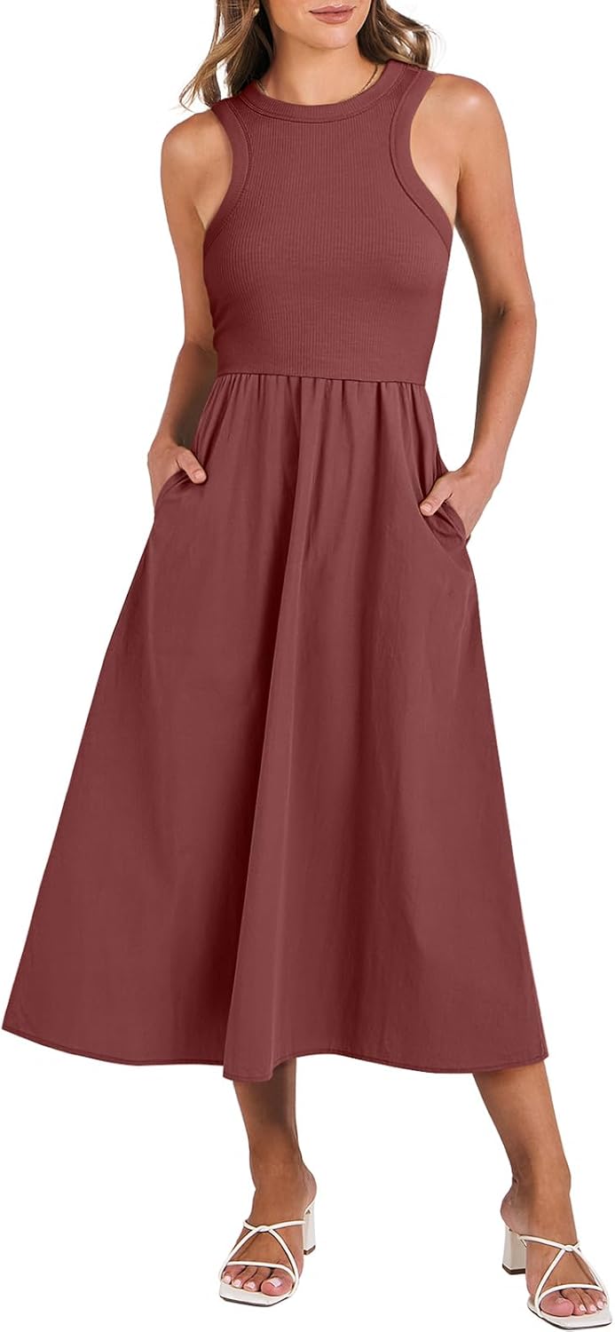 ANRABESS Womens Casual Maxi Dress for Summer Beach Travel