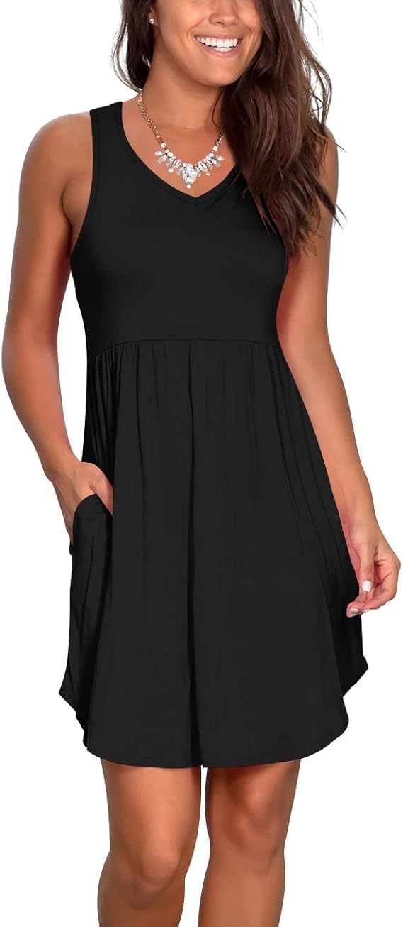 Atizon Casual Summer T Shirt Dress for Women with Pockets