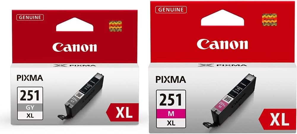 Canon CLI-251XL Gray and Magenta Ink Cartridges for PIXMA