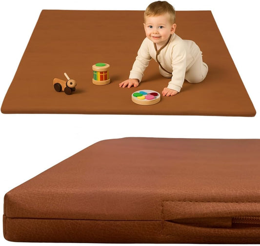Premium Large Vegan Leather Baby Play Mat for Tummy Time