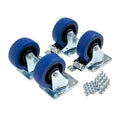 PENN ELCOM 4ft Blue Swivel Caster Kit with Fasteners - Durable 4in Set