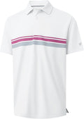 Mens Golf Polo Shirt Chest Stripe Moisture Wicking - Dry Fit Comfort