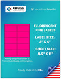 Premium Label Supply Bright Neon Pink Fluorescent Labels - 2 x 4 in