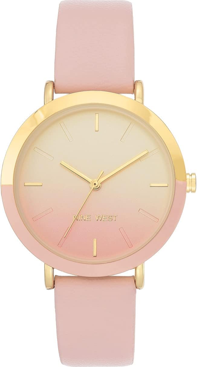 Nine West Women's Strap Watch with Pink and Gold Ombre Dial