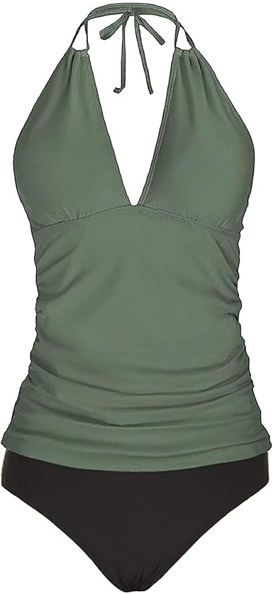 Yonique Halter Tankini Two Piece Swimsuits for Women Tummy Control