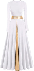Women's Metallic Waistband Praise Dance Dress - Long Swing Liturgical