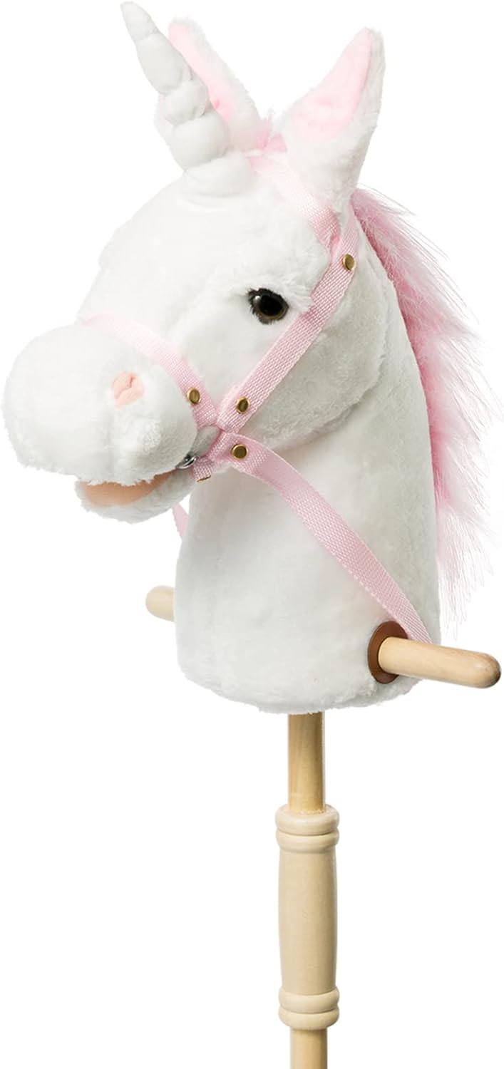 HollyHOME Plush Unicorn Stick Horse with Realistic Sounds