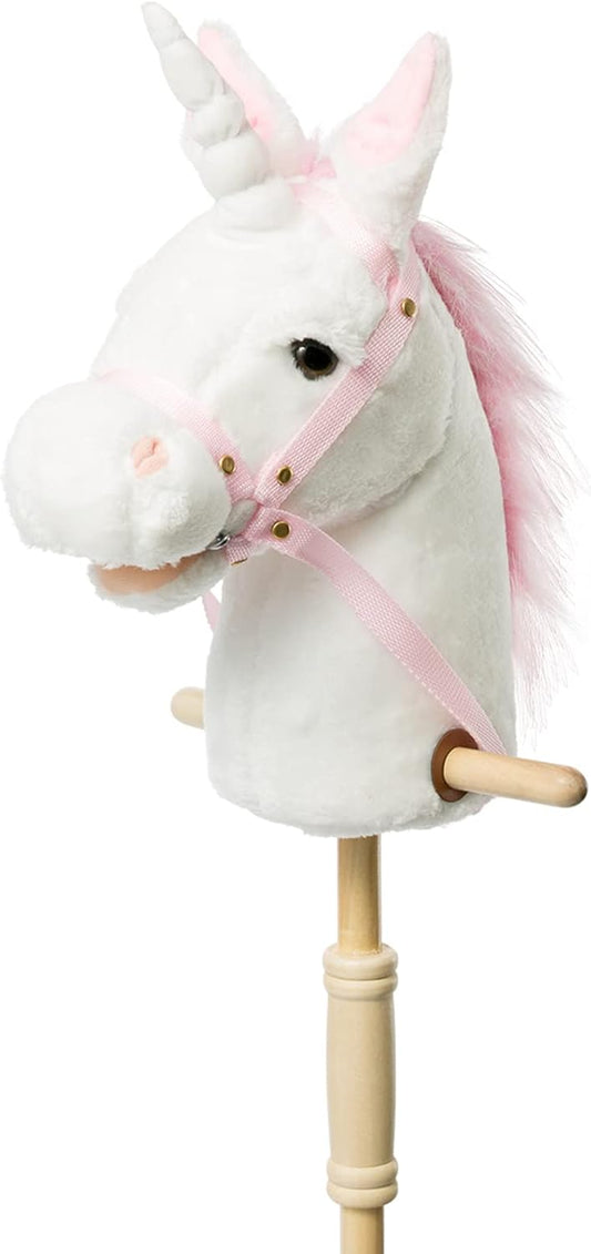 HollyHOME Plush Unicorn Stick Horse with Realistic Sounds
