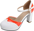 Mary Jane Heels for Women Cute Bow Platform Pumps - 3.54in Block Heel