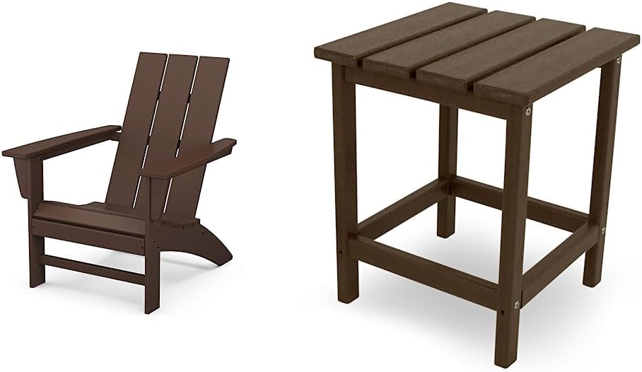 POLYWOOD Modern Adirondack Chair & Long Island Side Table Set