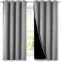 Silver Grey Blackout Curtains 2 Panels 52in x 63in - Thermal Lined