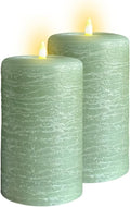 LumiPur Signature Natural Glow Flameless Wax Pillar 2 Pack - Sage