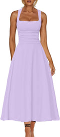 Kaximil Square Neck Corset A Line Maxi Dress - Flowy Ruched Fit