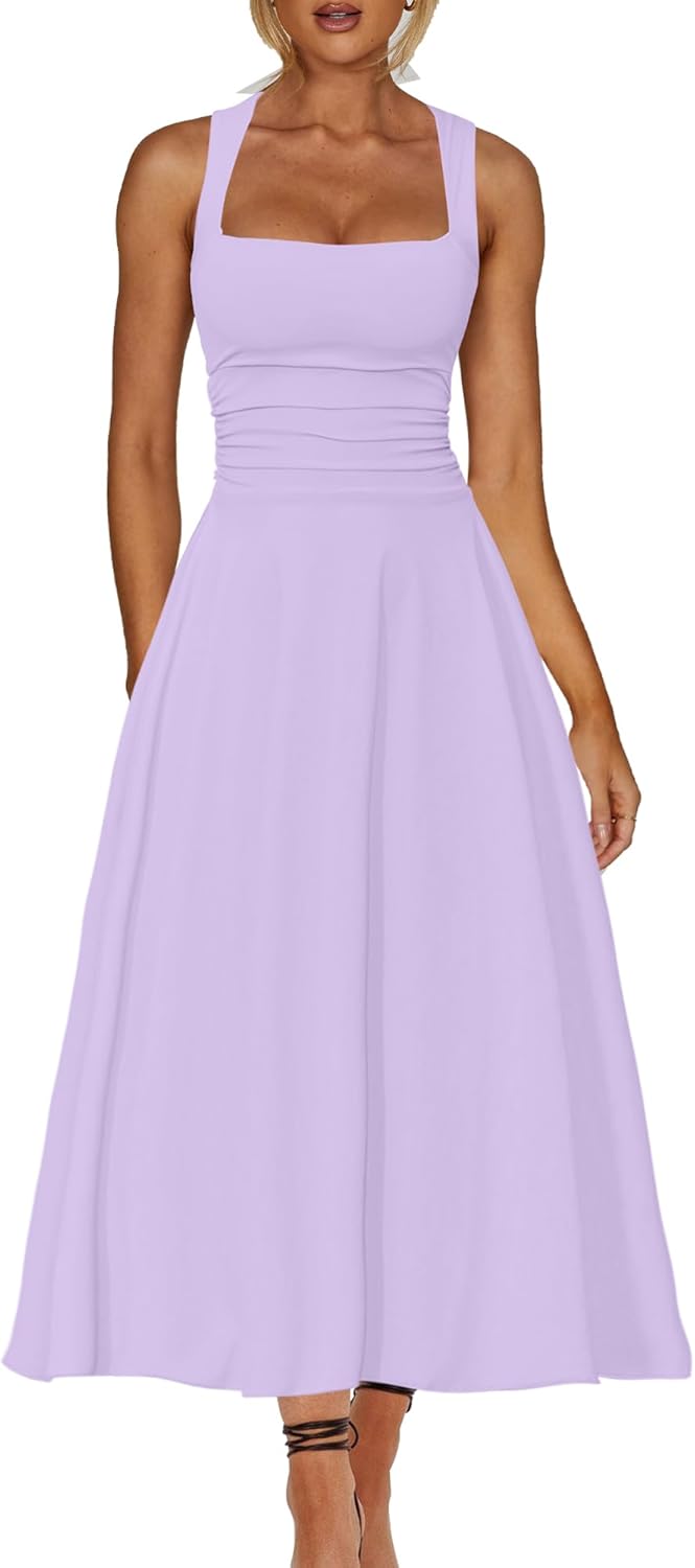 Kaximil Women's Square Neck Corset A Line Maxi Dress Review