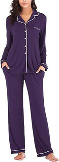 Aamikast Women's Pajama Sets Long Sleeve Button Down (Style V95Y)