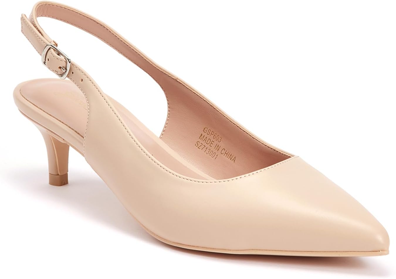 GENSHUO Low Kitten Heels Women's Slingback Dressy Pumps