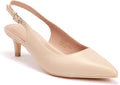 GENSHUO Low Kitten Heels Slingback Pumps - Comfortable Everyday Dressy