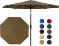9Ft Patio Umbrella Taupe - 8-Rib Crank Lift with Tilt for Deck