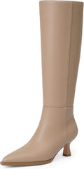 Modatope Knee High Boots Kitten Heel Pointed Toe (Style BSFD)