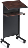Audio-Visual Direct Wheeled Lectern Podium - Standing Desk with Shelf