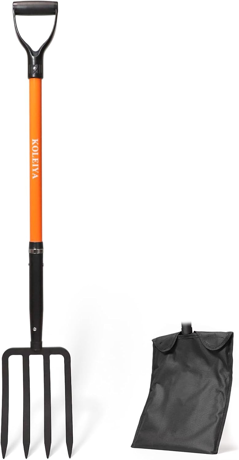 4-Tine Garden Fork for Heavy Duty Gardening and Composting