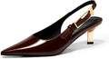 Coutgo Womens Slingback Kitten Heels - Sculptural Gold Heel