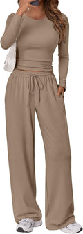 Trendy Queen Women's Spandex 2-Piece Lounge Set - Crop Top & Wide Leg