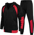 Men's Hooded Athletic Tracksuit 2-Piece Patchwork Full-Zip Sweatset
