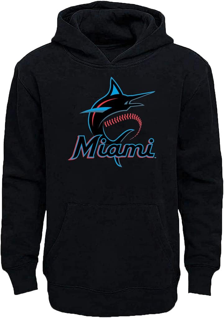 MLB Kids Miami Marlins Team Color Fleece Pullover Hoodie