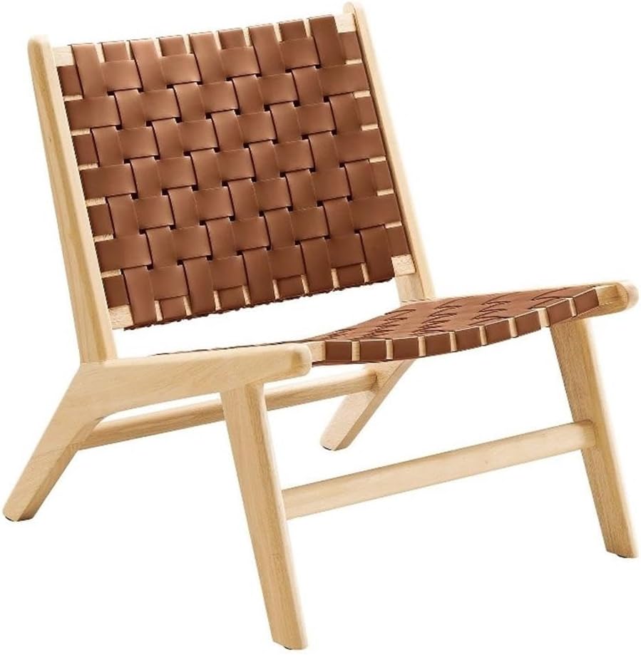 Modway Natural Brown Faux Leather Lounge Chair