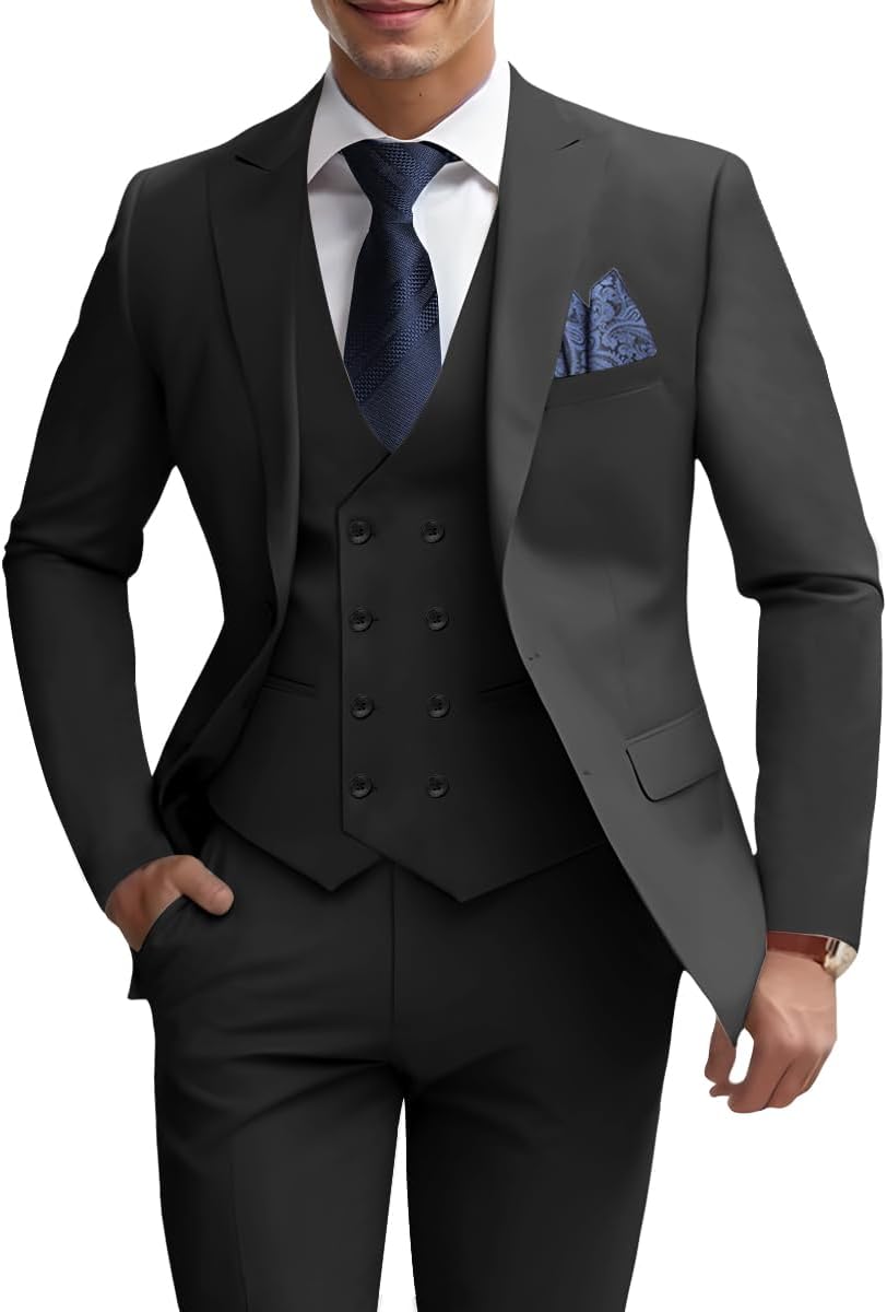 Mens 3 Piece Slim Fit Suit Set for Weddings and Formal Events