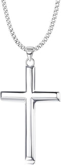 Sterling Silver Cross Necklace for Men Women - Durable 2mm Chain