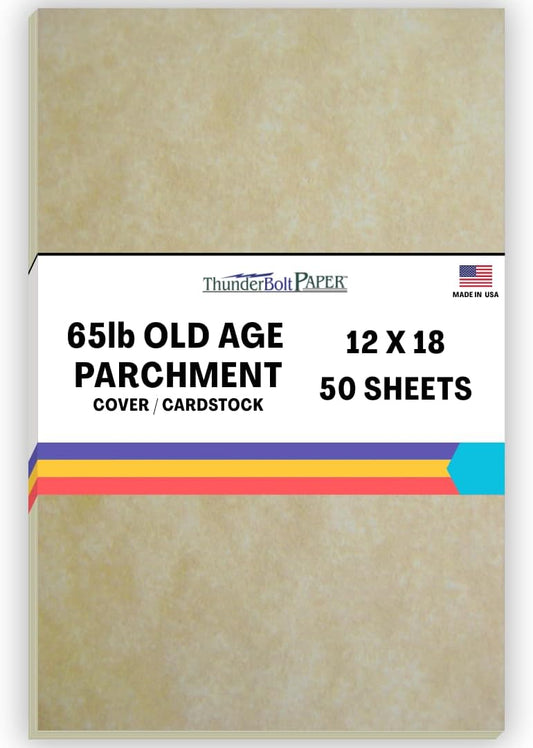 50 Sheets of 12 X 18 Old Age Parchment Cardstock Paper