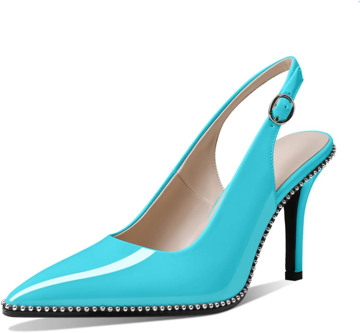 Zamikoo Women Beaded Pumps High Heel Slingback Stilettos