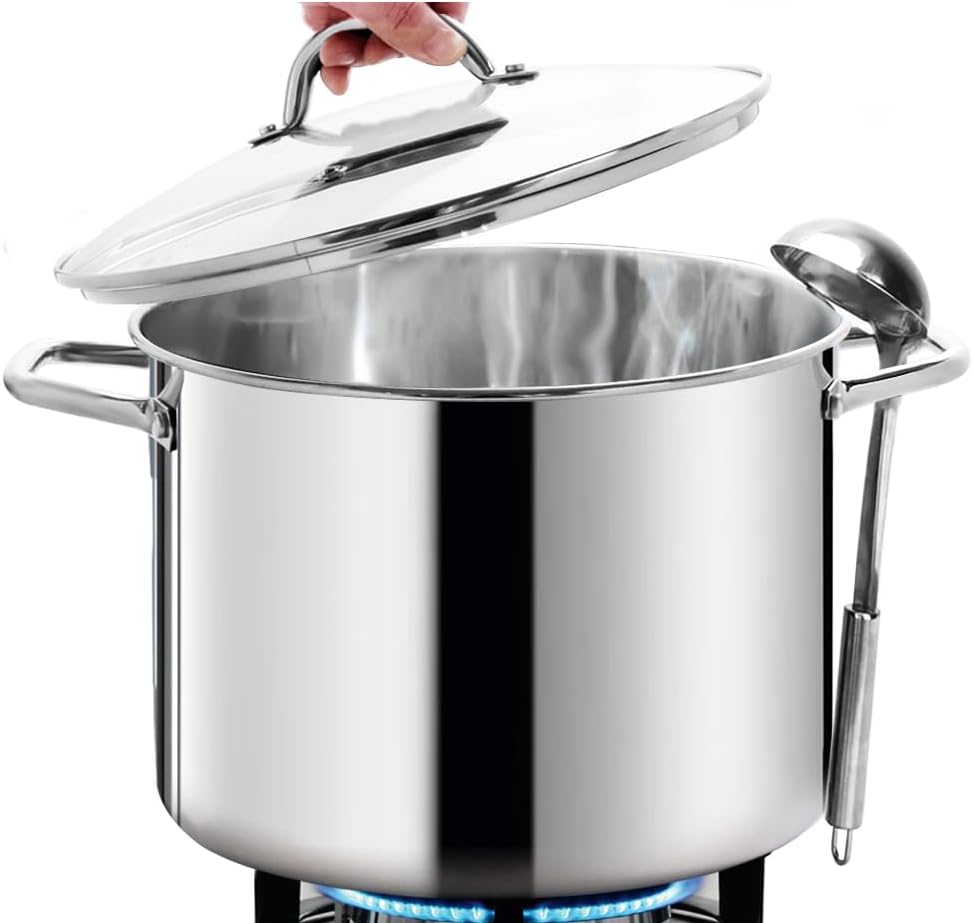 12 Quart Large Stock Pot - Nickel Free Stainless Steel Cookware