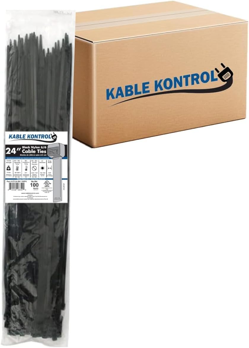 Kable Kontrol 24 Inch Zip Ties - 1000 Pcs for All Uses