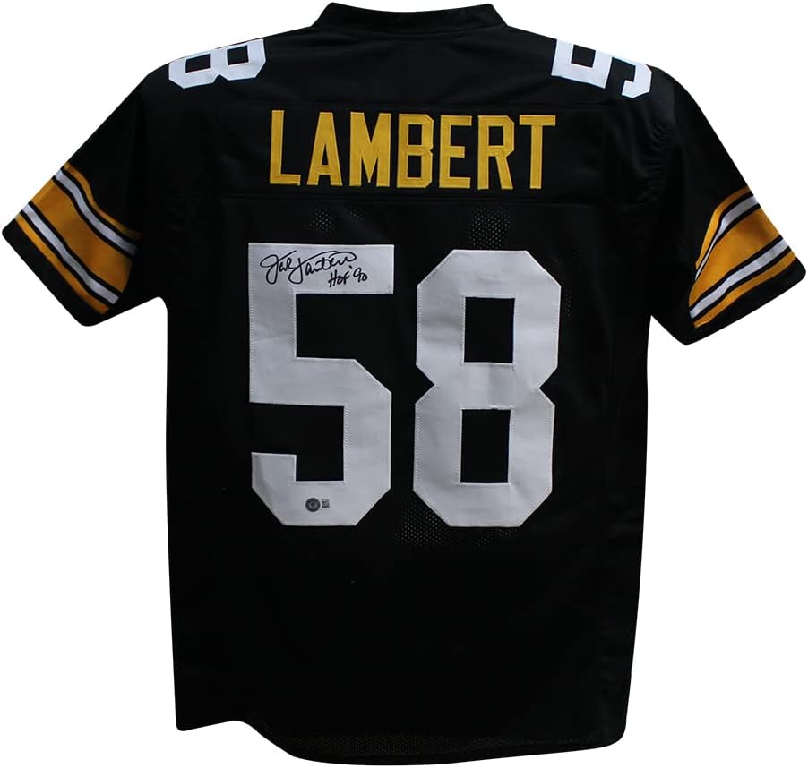 Jack Lambert Autographed Pro Style Black XL Jersey for Collectors