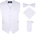 Men's Satin 4 Piece Vest Set with Bow Tie and Pocket Hankie