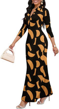 Maxi Dresses for Women Casual V Neck 3/4 Sleeve Bodycon Long Party Out